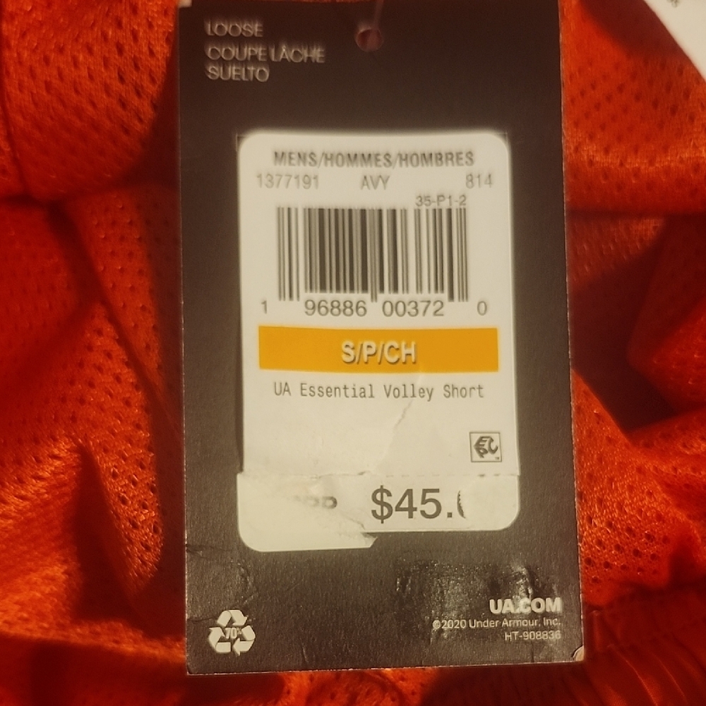 NWT Under Armour Men's Essential Icon Volley Red Loose Athletic Beach Shorts | S - Picture 8 of 10